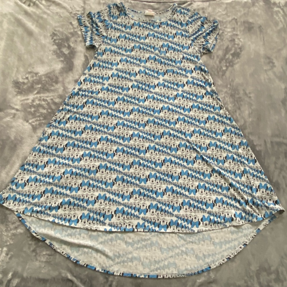 LuLaRoe Disney Print Gray Minnie Mouse Carly Swing Dress Size Small Grey